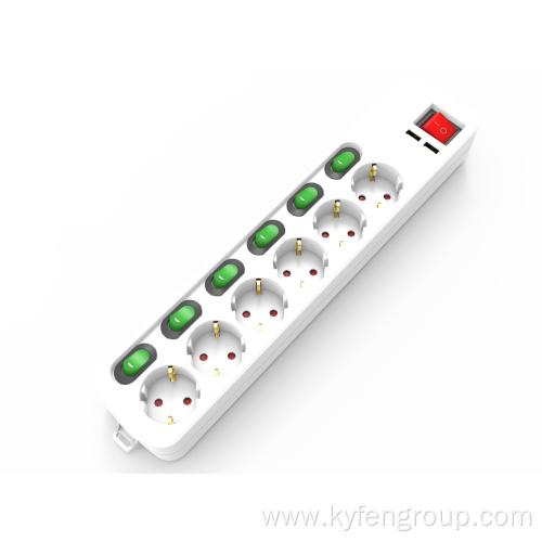 Germany 6-ouelet Power Strip with usb a